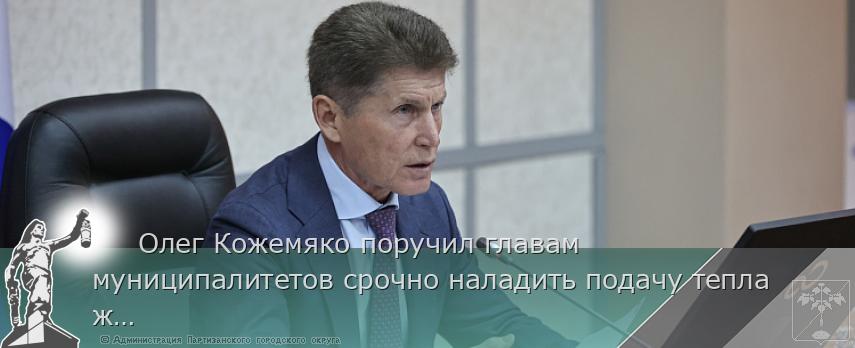      Олег Кожемяко поручил главам муниципалитетов срочно наладить подачу тепла жителям | Администрация муниципального округа город Партизанск Приморского края Официальный сайт