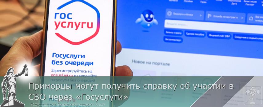 Приморцы могут получить справку об участии в СВО через «Госуслуги» | Администрация муниципального округа город Партизанск Приморского края Официальный сайт
