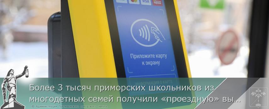 Более 3 тысяч приморских школьников из многодетных семей получили «проездную» выплату | Администрация муниципального округа город Партизанск Приморского края Официальный сайт
