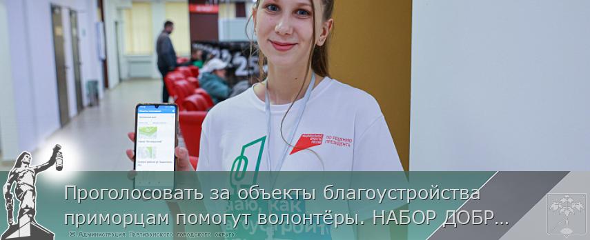 Проголосовать за объекты благоустройства приморцам помогут волонтёры. НАБОР ДОБРОВОЛЬЦЕВ  | Администрация муниципального округа город Партизанск Приморского края Официальный сайт