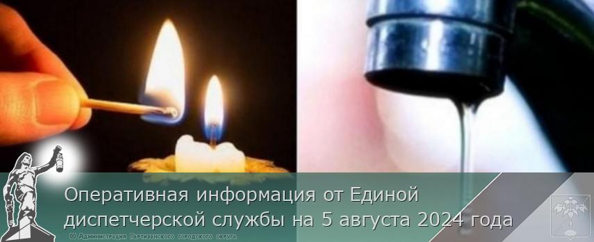 Оперативная информация от Единой диспетчерской службы на 5 августа 2024 года | Администрация муниципального округа город Партизанск Приморского края Официальный сайт