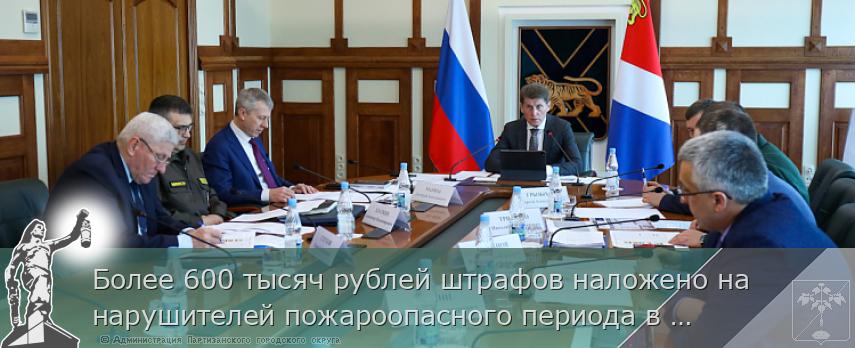 Более 600 тысяч рублей штрафов наложено на нарушителей пожароопасного периода в Приморье, сообщает  www.primorsky.ru  | Администрация муниципального округа город Партизанск Приморского края Официальный сайт