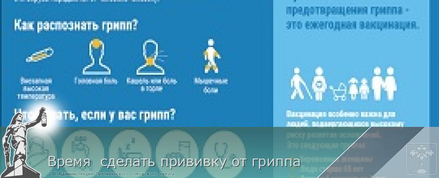 Время  сделать прививку от гриппа | Администрация муниципального округа город Партизанск Приморского края Официальный сайт